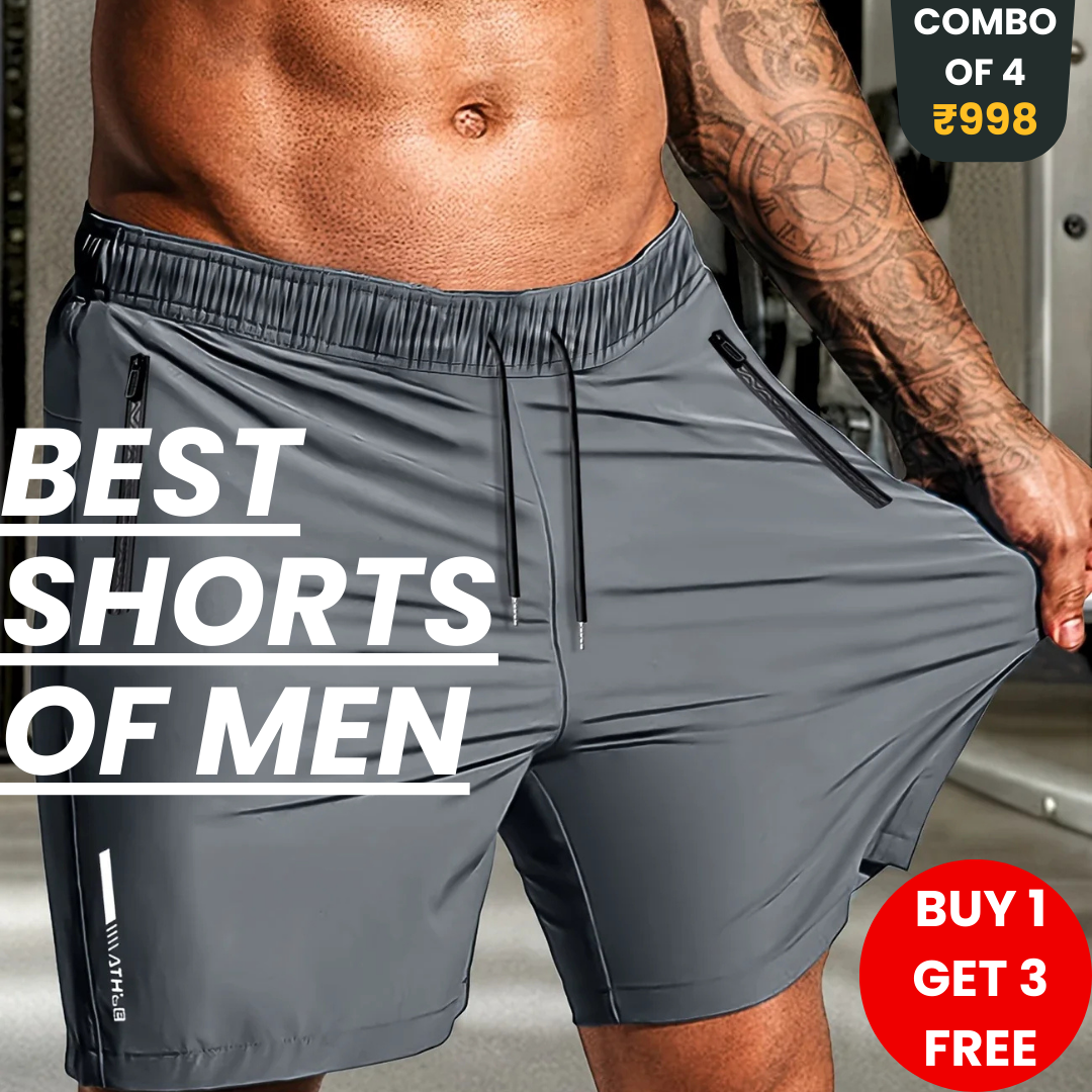 Combo of 4 Men's Stretchable Premium Cotton Shorts for summers ☀️(₹199/piece)