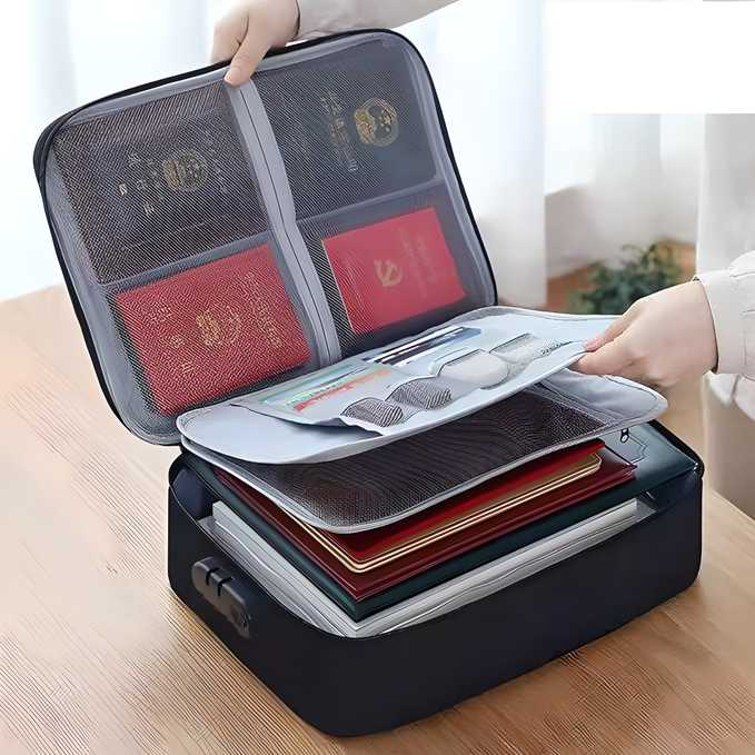 DocGuard Max 💼 Waterproof & Fireproof Organizer 📁 – For Travel, Office & Emergency Use