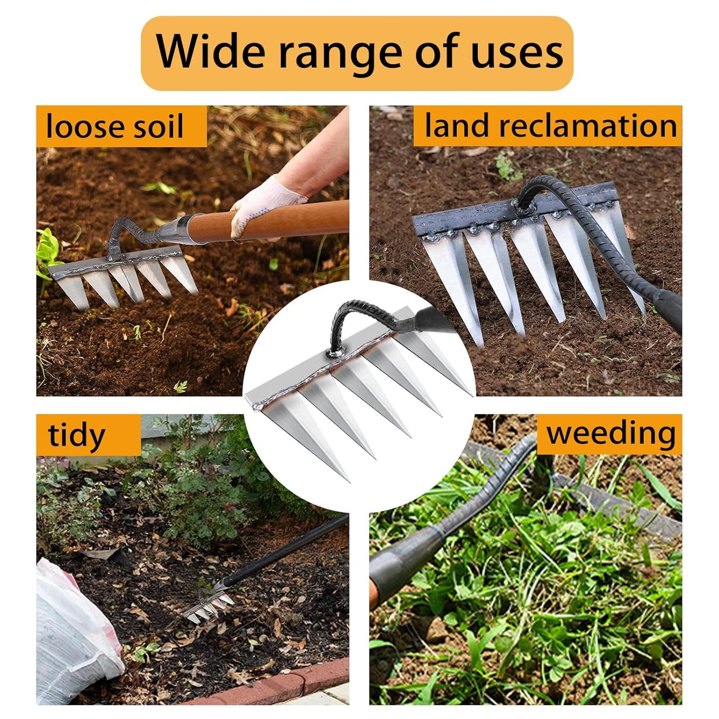 WeedRaptor® 5X - Carbon Steel Garden Weeding Rake