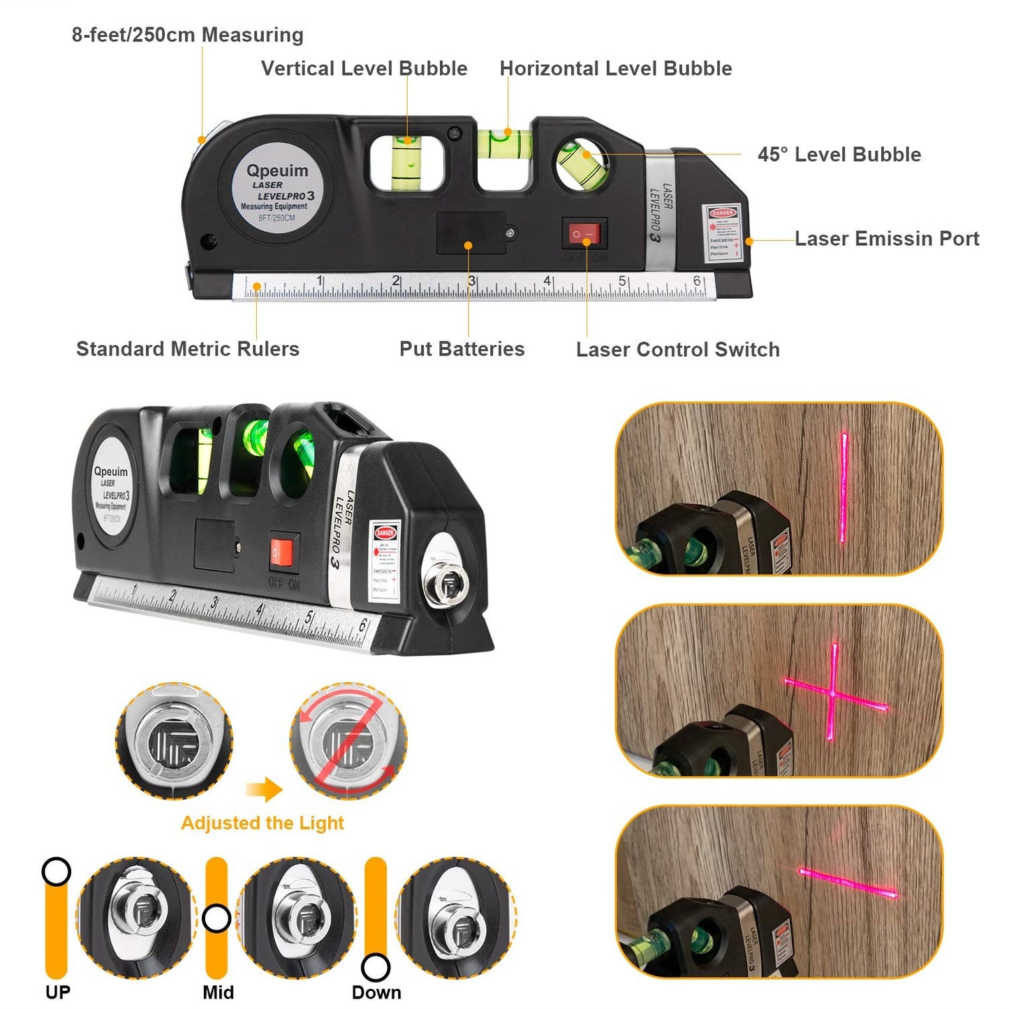 PointPro® - 4-in-1 Laser Precision Level with Tape & Distance Meter