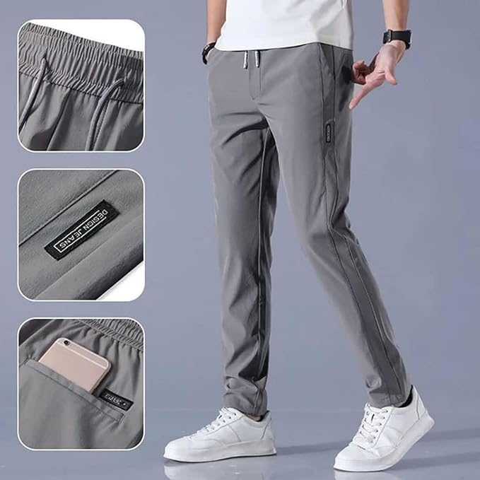 Premium Men's High Stretch Skinny Lycra Pants (Black + Grey) (Buy 1 Get 1 Free)